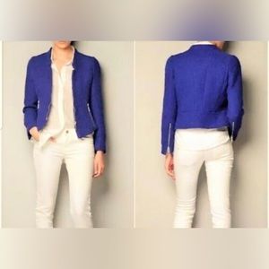 Zara blue/purple tweed boucle jacket